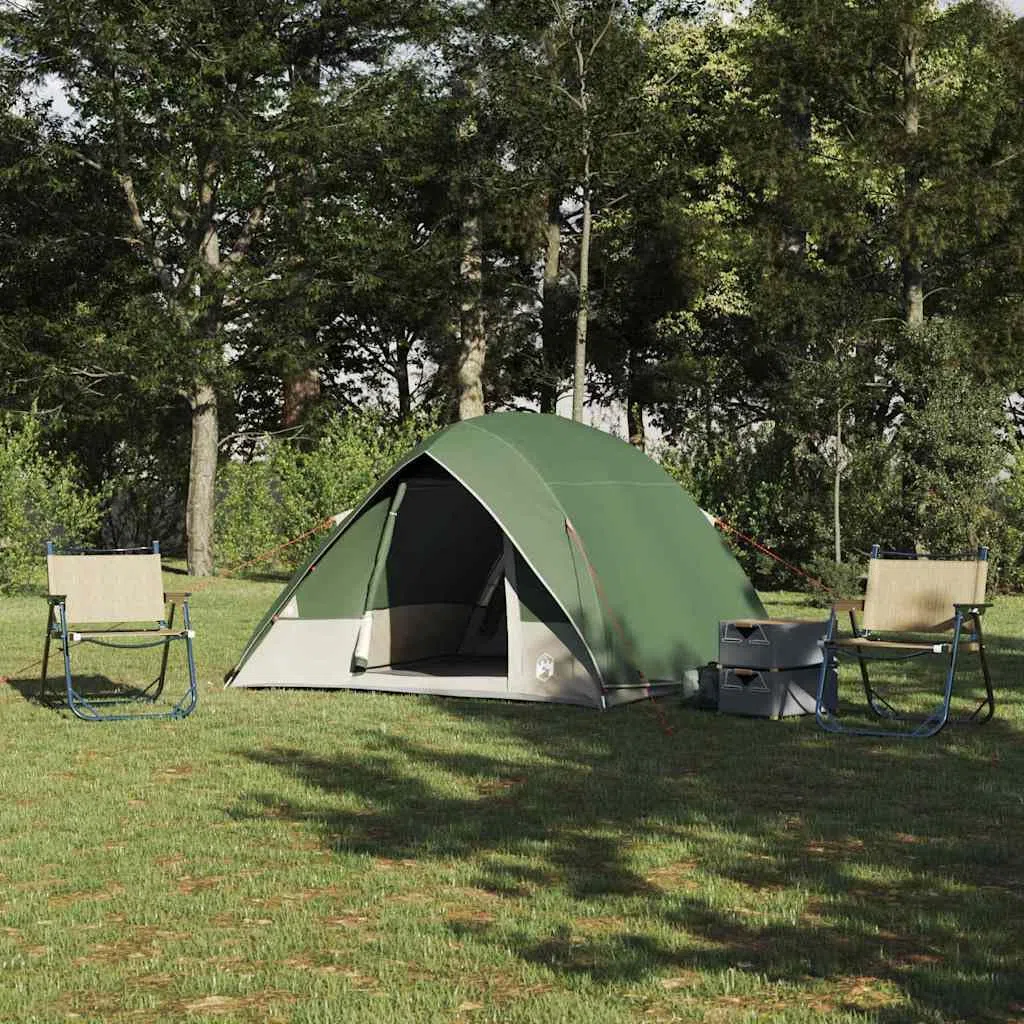Namiot kempingowy z dachem, zielony, 320 x 275 x 190 cm, TAFT, wodoszczelny namiot outdoorowy dla 4 osób, łatwy montaż z portem E i zawieszką na światło, idealny na przygody, na plażę i do ogrodu