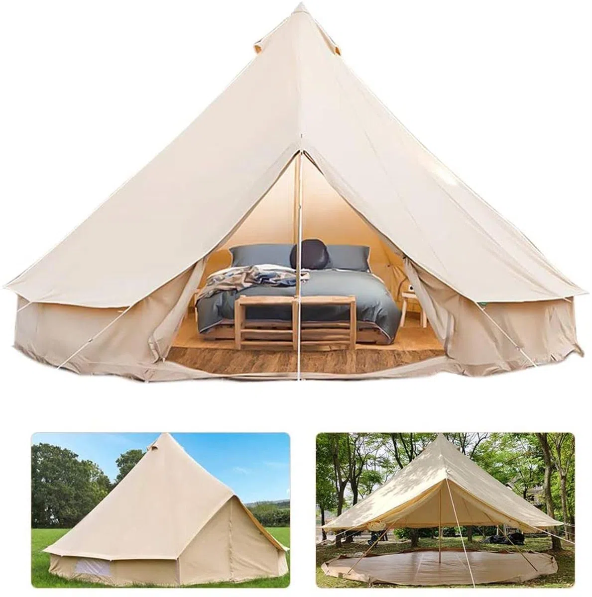 Namiot przenośny Namiot płócienny z otworem na piec Namioty z płótna bawełnianego Namiot jurtowy dla Campi4-sezonowy wodoodporny namiot dla rodziny Campioutdoor Glamping, Tipi