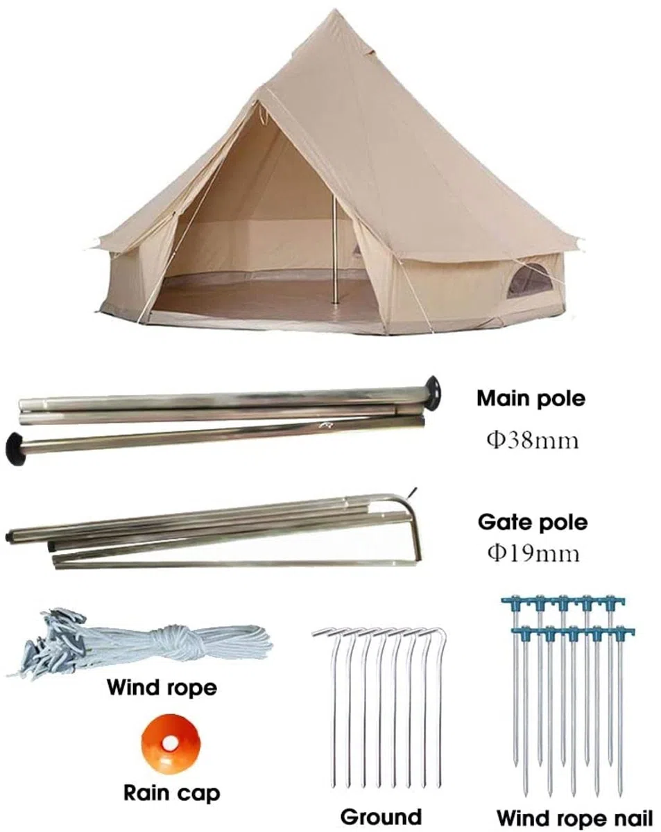 Namiot przenośny Namiot płócienny z otworem na piec Namioty z płótna bawełnianego Namiot jurtowy dla Campi4-sezonowy wodoodporny namiot dla rodziny Campioutdoor Glamping, Tipi