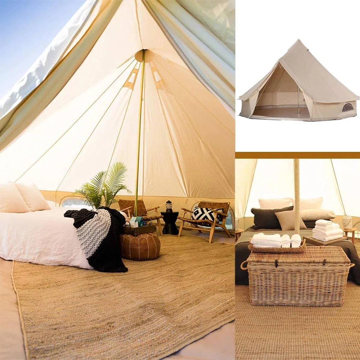 Namiot przenośny Namiot płócienny z otworem na piec Namioty z płótna bawełnianego Namiot jurtowy dla Campi4-sezonowy wodoodporny namiot dla rodziny Campioutdoor Glamping, Tipi