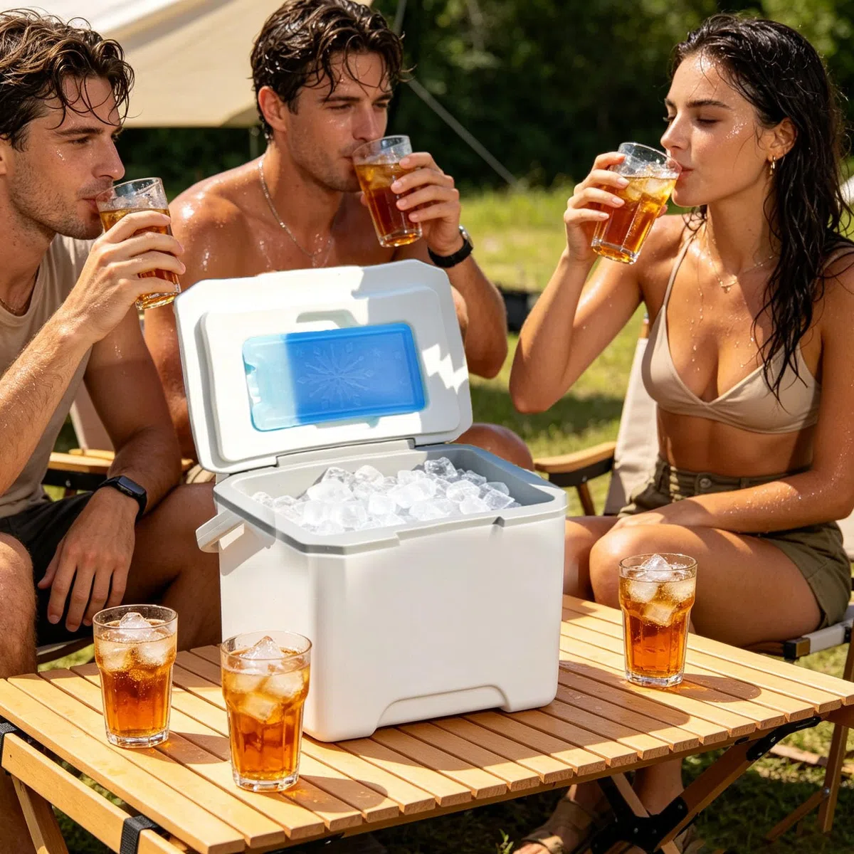 Pudełko chłodzące do lodu na kemping, piknik, plażę i podróże, 6 l / 13 l, izolowane, przenośne pudełko z uchwytem i pokrywką, utrzymuje żywność i napoje gorące lub zimne