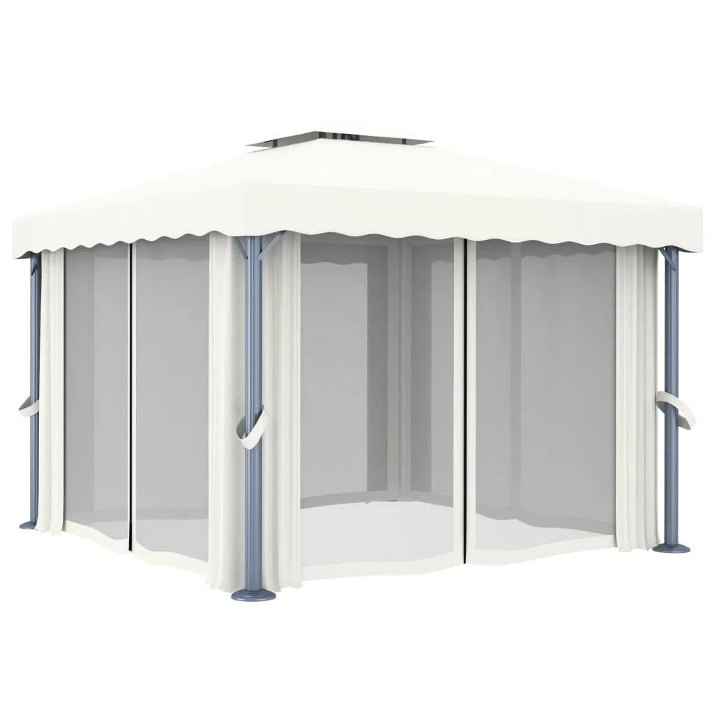 Pawilon z zasłonami aluminiowymi 3x3 m kremowy biały na patio