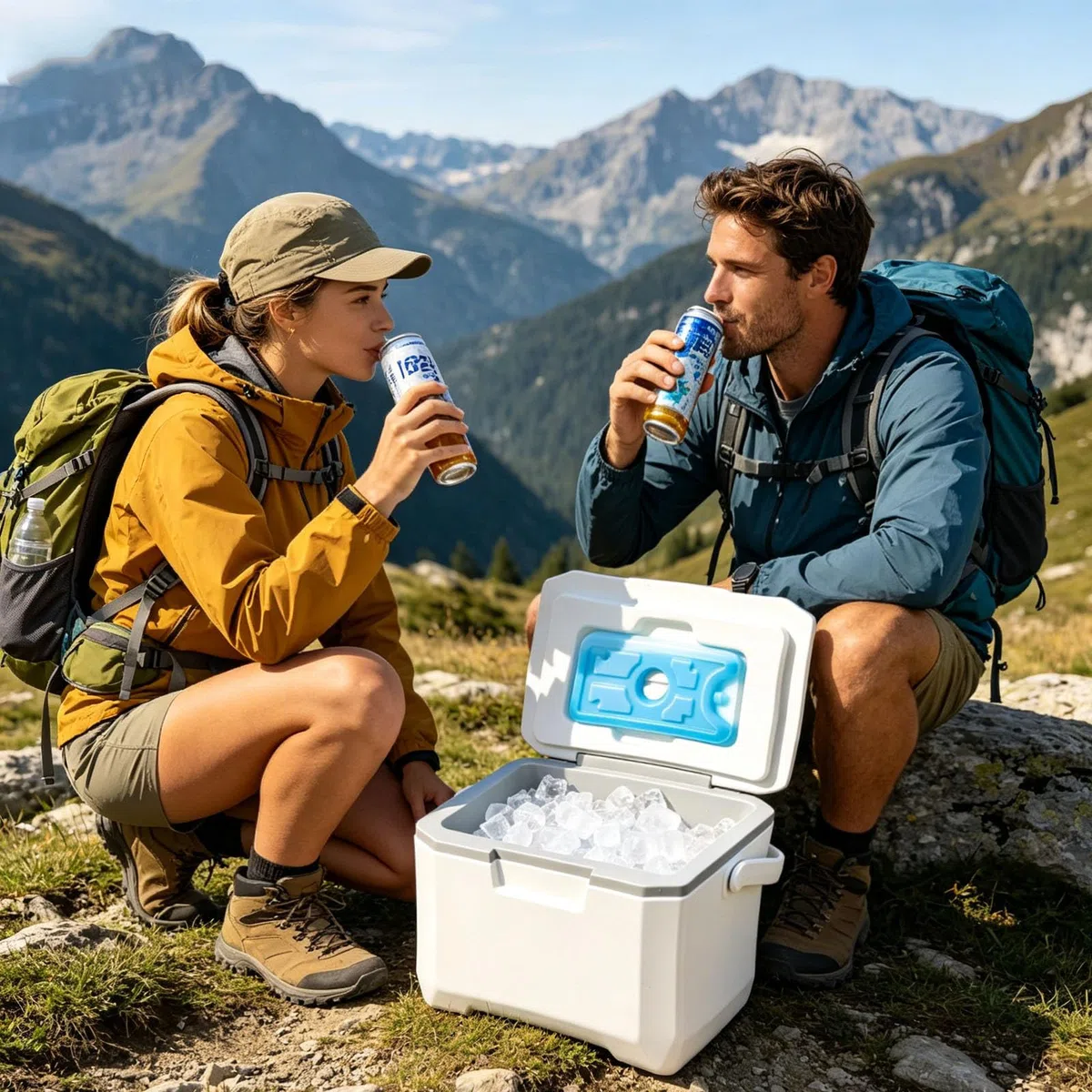 Pudełko chłodzące do lodu na kemping, piknik, plażę i podróże, 6 l / 13 l, izolowane, przenośne pudełko z uchwytem i pokrywką, utrzymuje żywność i napoje gorące lub zimne