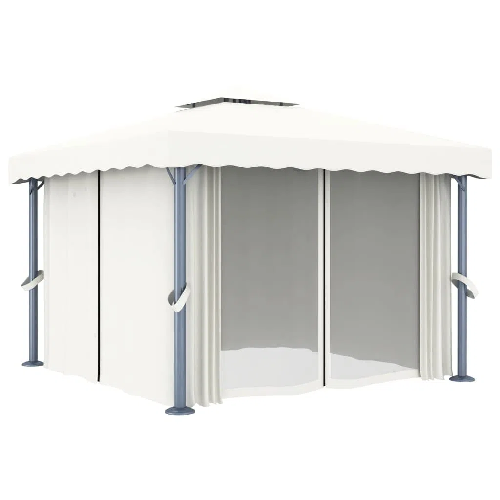 Pawilon z zasłonami aluminiowymi 3x3 m kremowy biały na patio