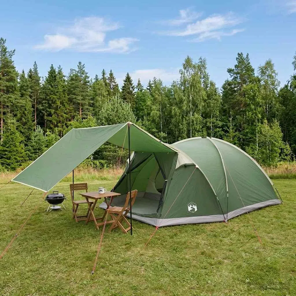 Cabin namiot zielony, 4-osobowy, poliester i stal, z zamkiem błyskawicznym